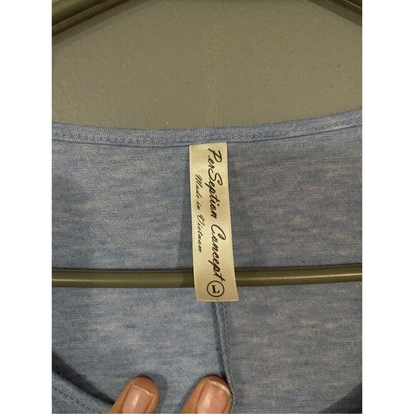 PerSeption Concept Light Blue Scoop Neck Top Size Large - Picture 5 of 6